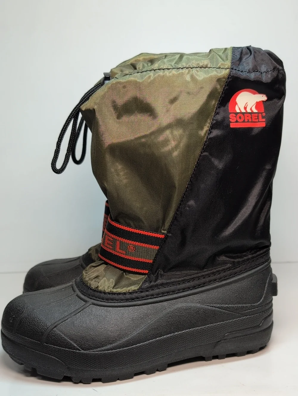 Sorel ice Fox slip-on winter olive Winter Snow Boots youth/big boy size 4 EU 35